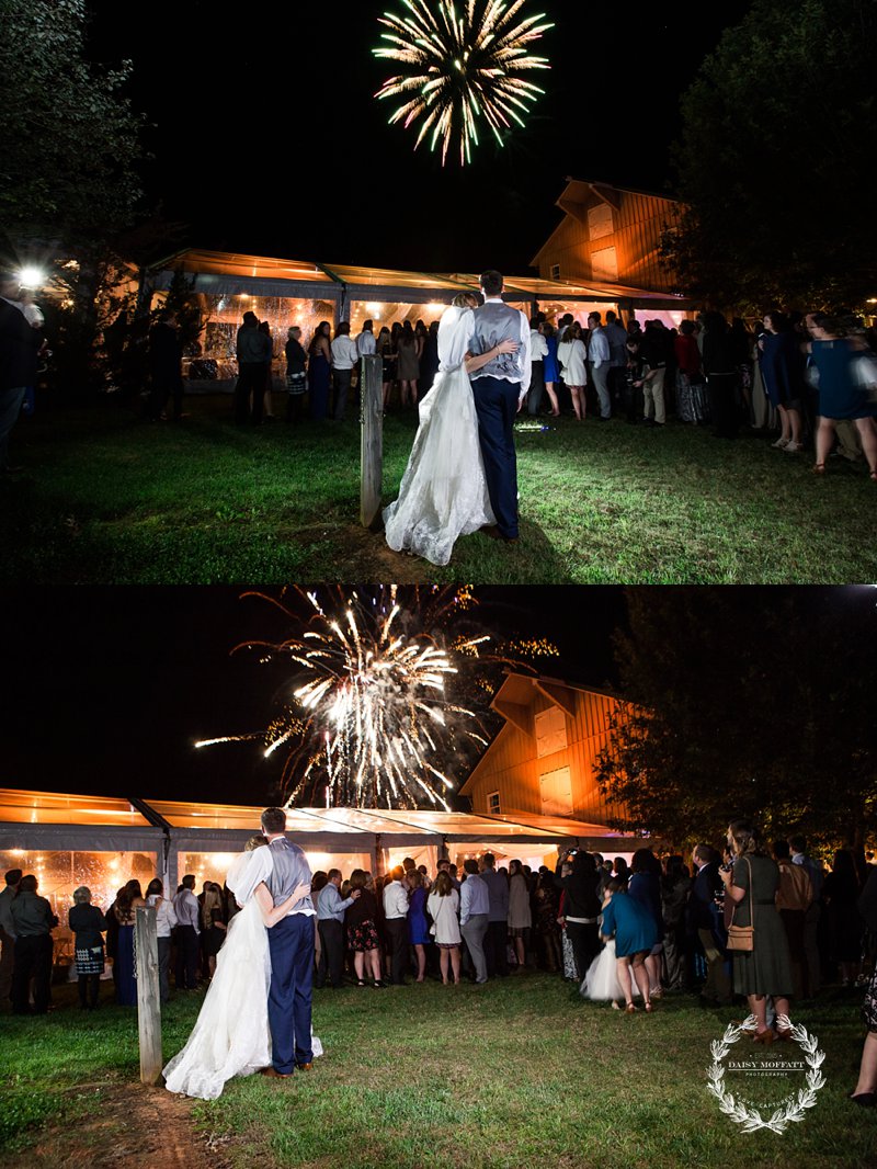 Walnut Hill Farms wedding complete with a hot air balloon, wedding fireworks, and circular wedding ceremony